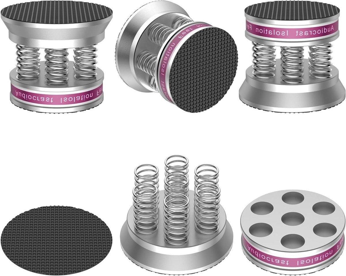 Luidspreker Voeten - Trillingsdempers - Audio Verbetering - Aluminiumlegering - 4 Stuks - Zilver