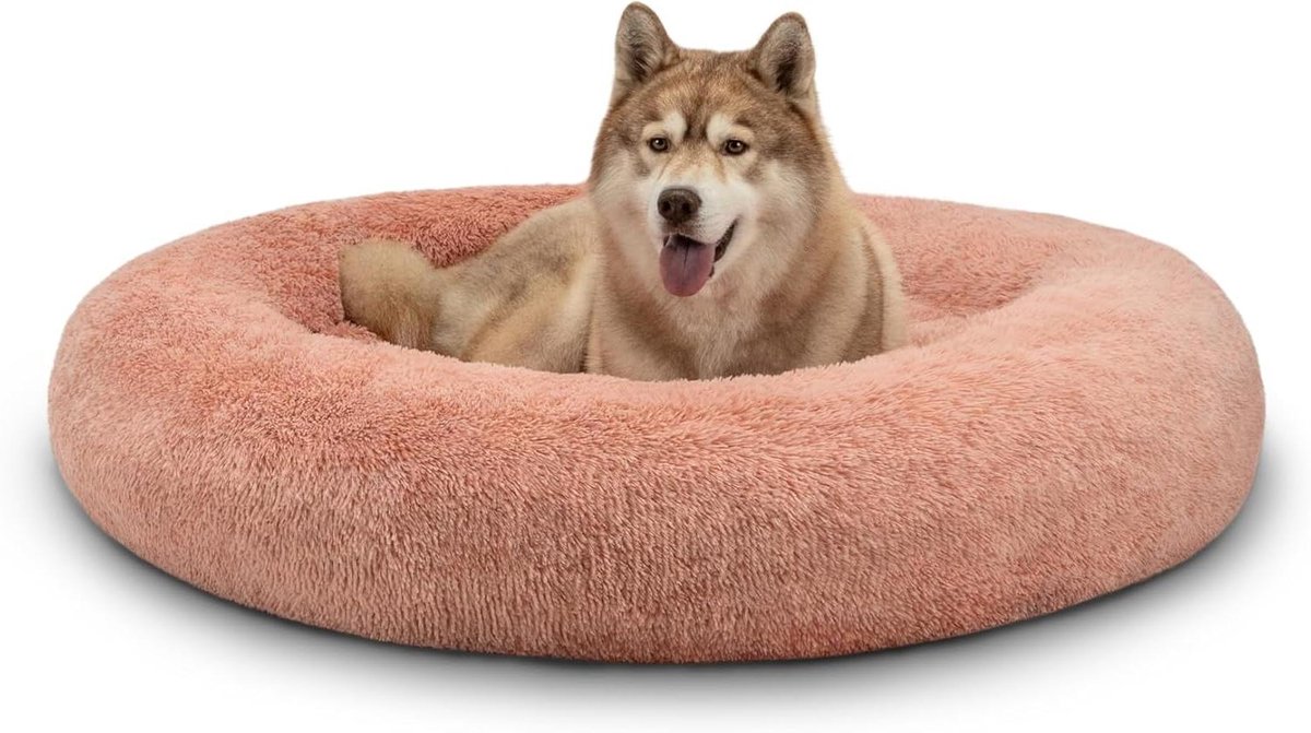 Huisdierbed - Donutmand Hond - Rusten en slapen - Verhoogde rand - 120 cm - Roze