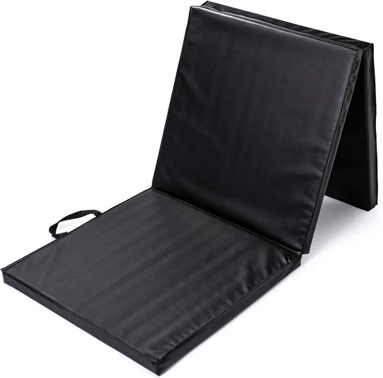 Zachte turnmat - Inklapbare mat - Thuis sporten - Valbescherming - 180 x 60 cm - Zwart — afbeelding 2