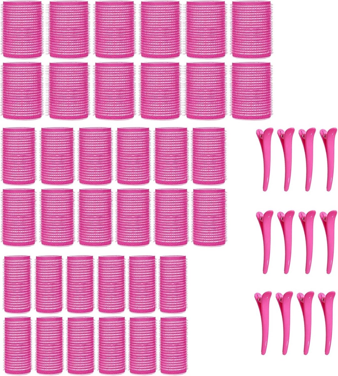 48-delige Haarkrulset met Clips - Zelfklevende Jumbo Haarrollers zonder Hitte voor Lang, Medium en Kort Haar - Perfect voor Hairstyling en Kapsalon Gebruik (Roze, 3 Maten)