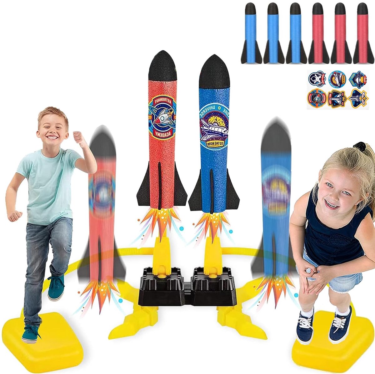 Omgoods - Set van 6 Foam Rockets met Voetpomp