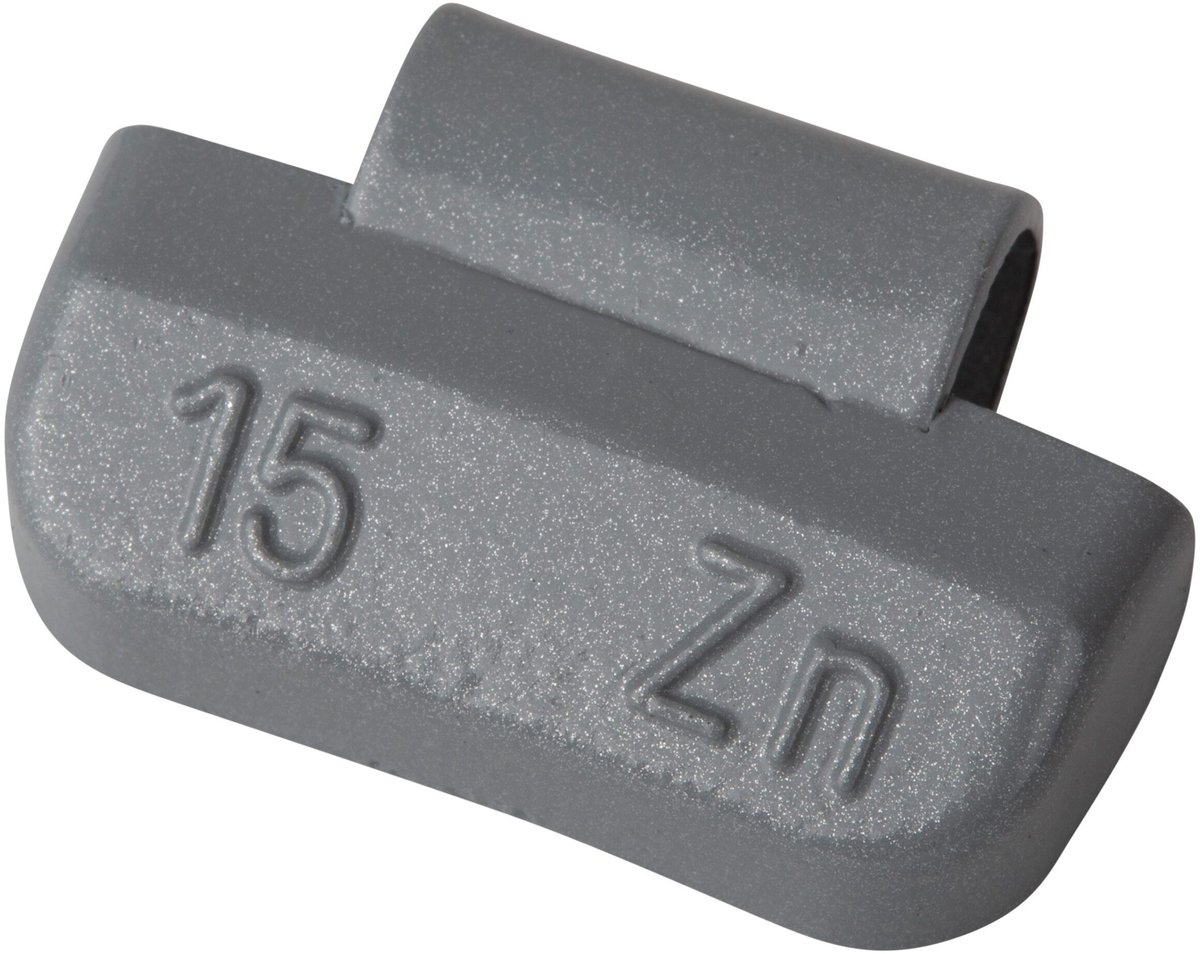 Wielgewicht zink 15 gram – aluminium velg, grijs – 100 stuks