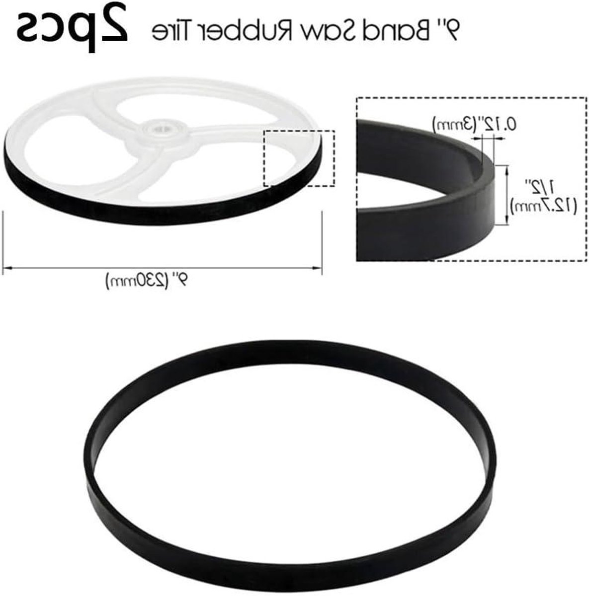 Zaagband Rubber - Bandschijf Band - Houtbewerking - Antislip Rubber - 2 stuks - Zwart