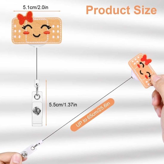Set van 3 Ingetrokken Badge Reel Houder met Vilt, Schattige ID Badge Houder voor Verpleegkundige, Arts, Leraar en Student — afbeelding 5
