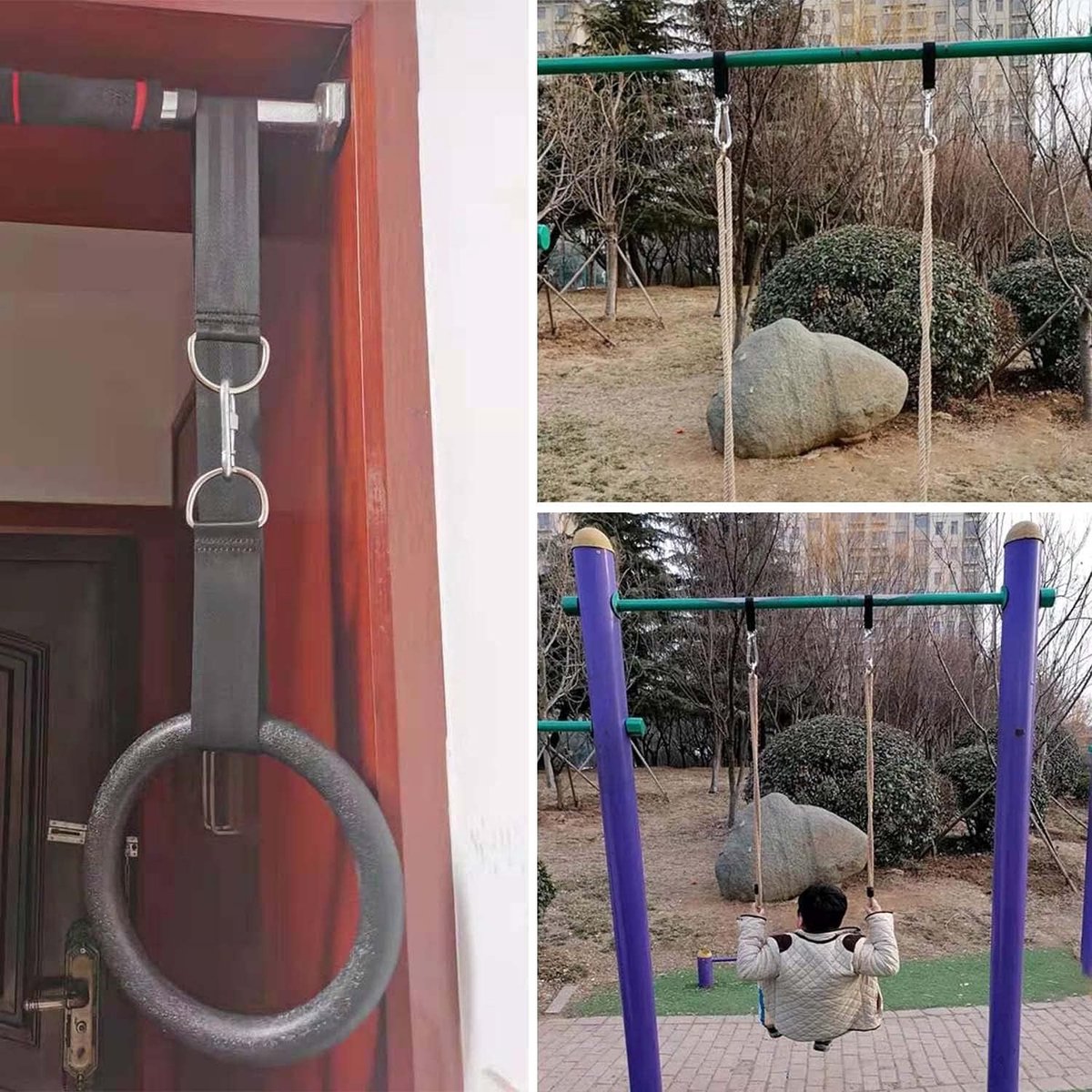 2 Pack Swing Hanging Straps 55cm - Stevige Ophangriemen voor Schommels, Hangmatten en Stoelen tot 200 kg met Carabiners