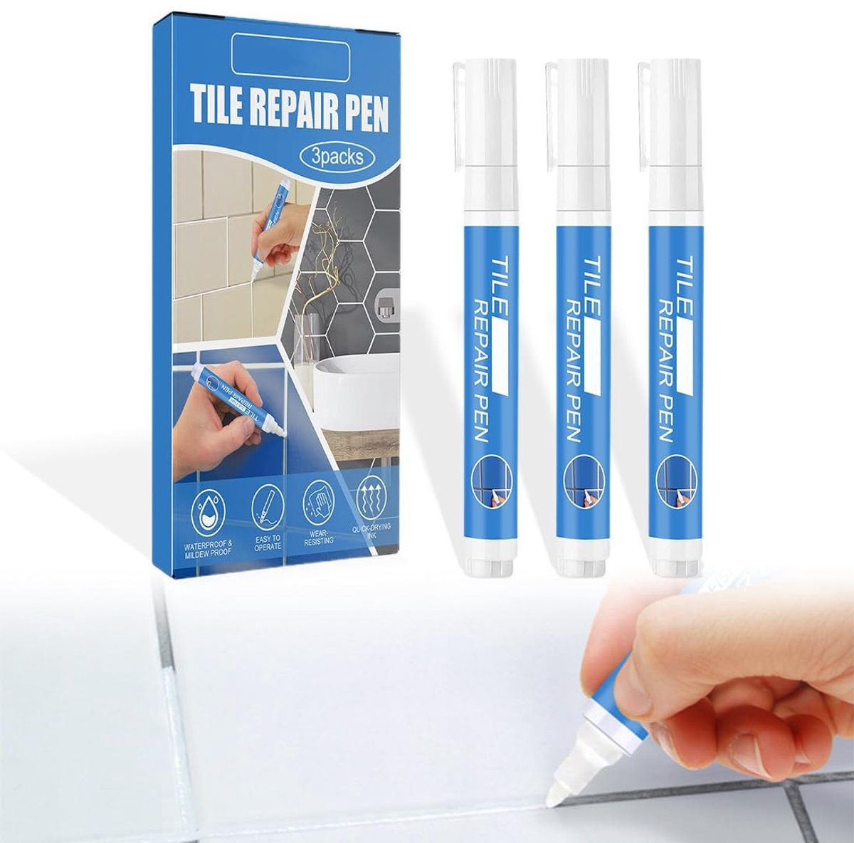 SolidKeus - 3-delige Kit voor Tegelvoegen, Waterproof Joint Marker en Onderhoudspen