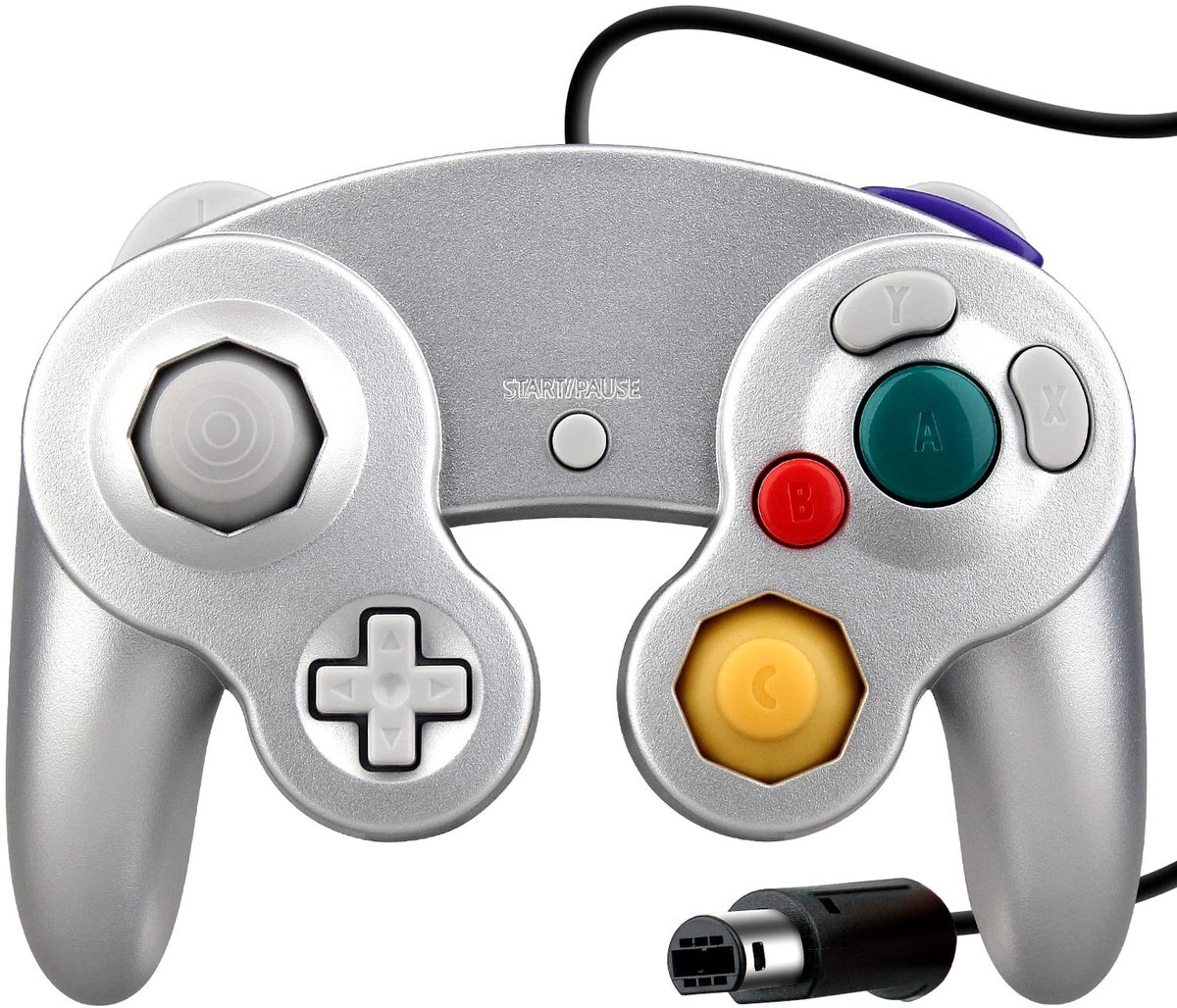 SolidKeus - Bedrade Shock Game Controller voor Nintendo GameCube en Wii Kleur Zilver
