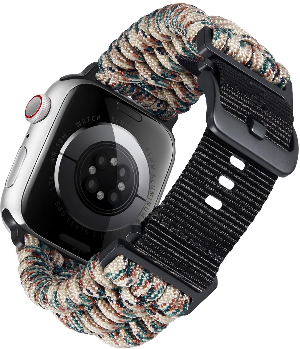 SolidKeus - Militaire Vervangband voor Apple Watch met Paracord Nylon