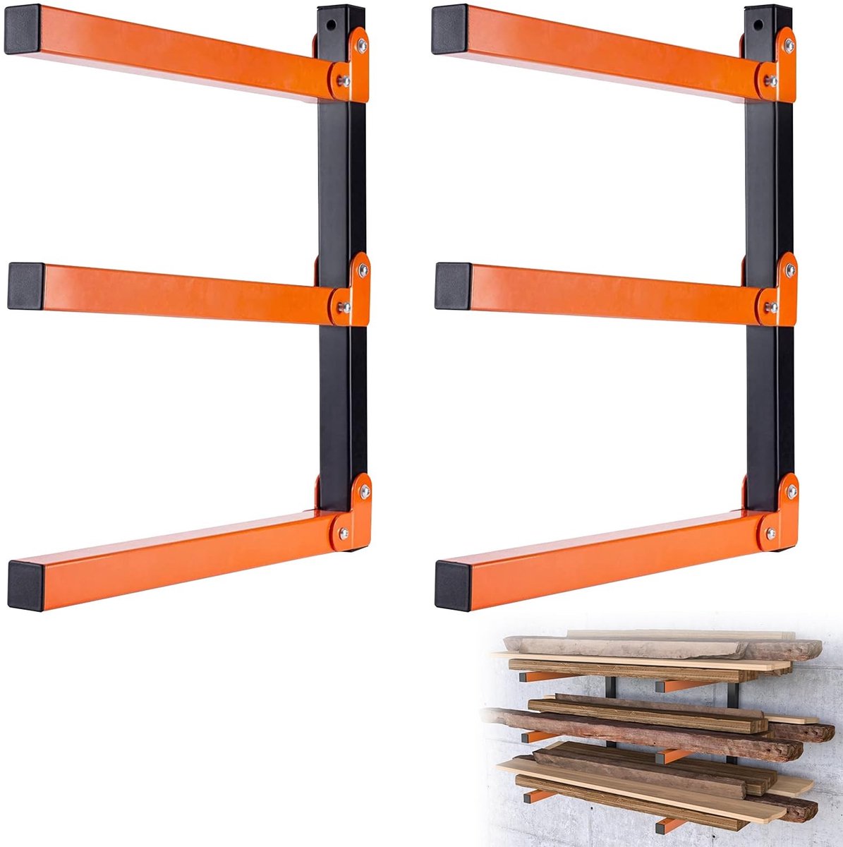 SolidKeus - 2 Stuks Houten Opslagrek met 3 Niveaus
