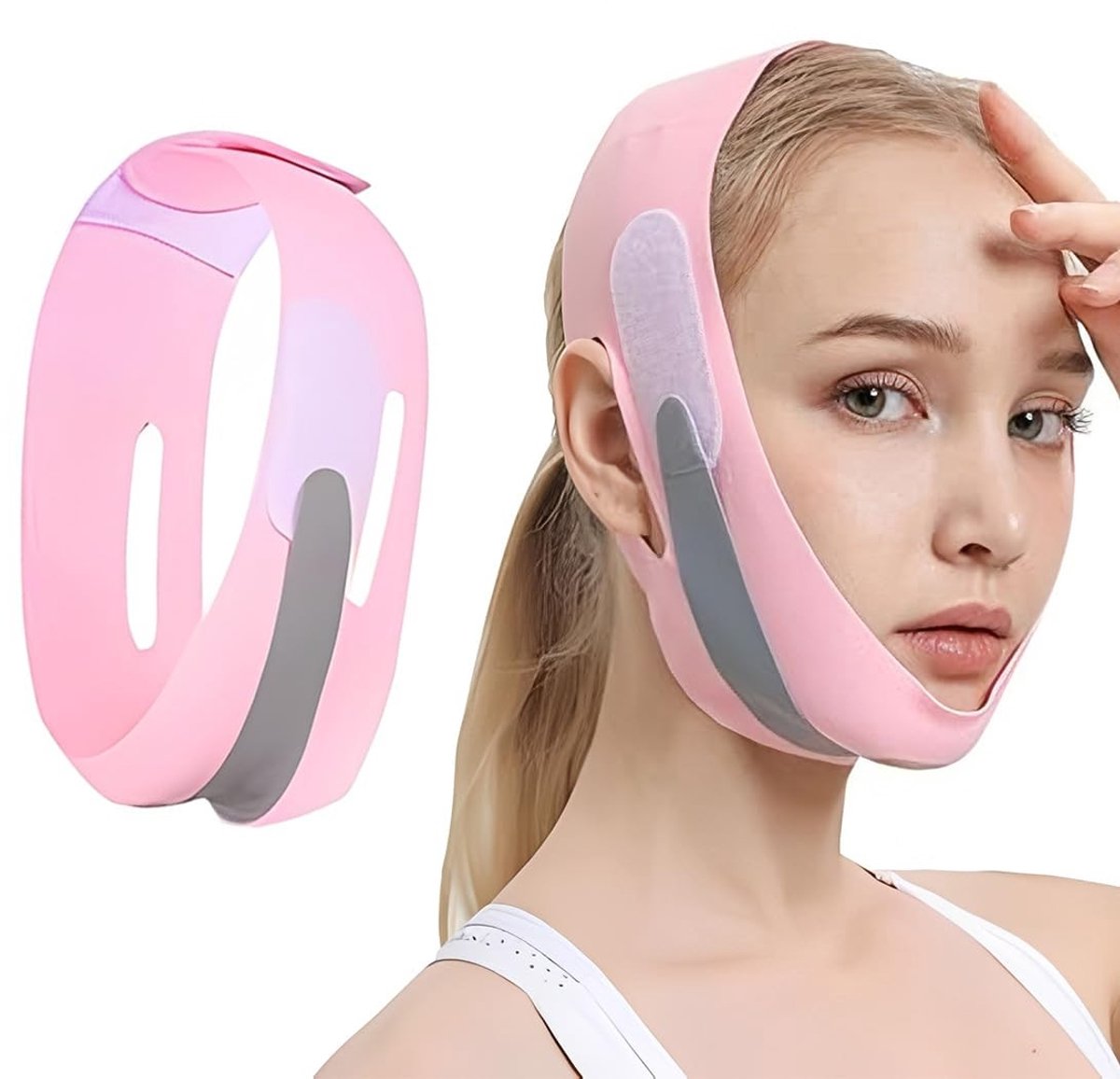 SolidKeus - Herbruikbaar V-vorm Gezichtsmasker met Verstevigende Band