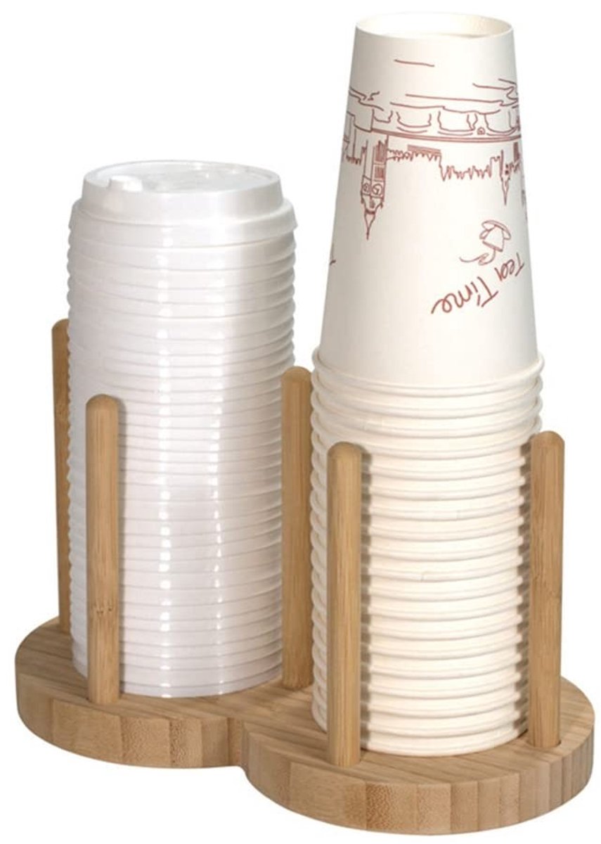 SolidKeus - Houten Dispenser voor Wegwerpbekers, Set van 2 Stuks