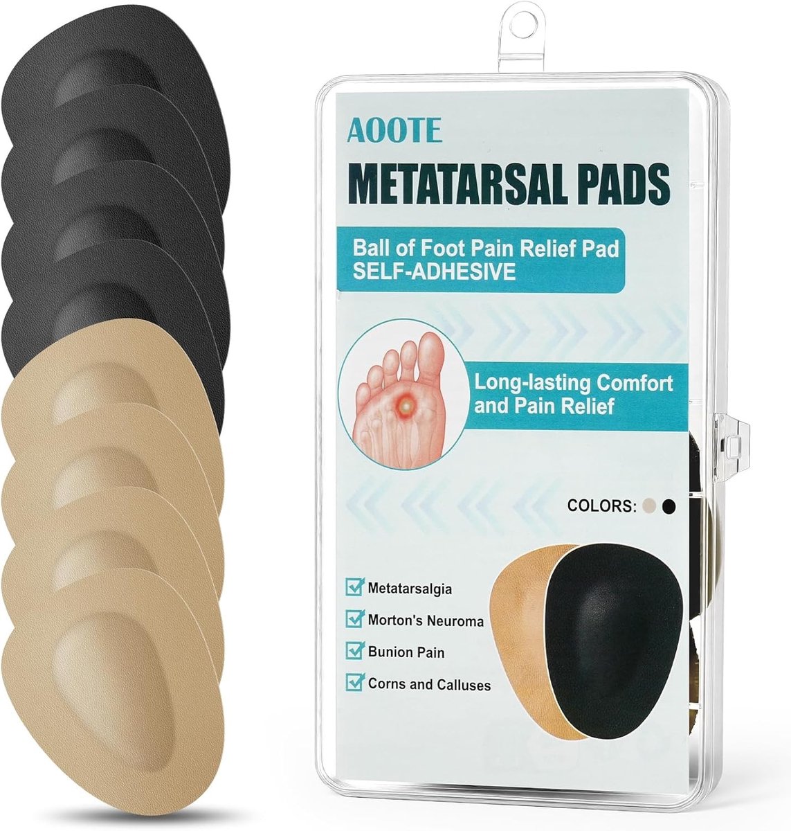4 Stuks Antislip Voetbal Steun Pads voor Metatarsale Ondersteuning, Pijnverlichting en Bescherming van Voeten