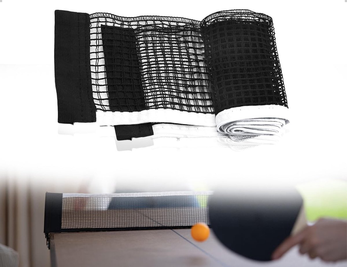 Draagbaar vervangingsnet voor tafeltennis, nylon net voor binnen en buiten, ideaal voor recreatief gebruik en competitie, zwart