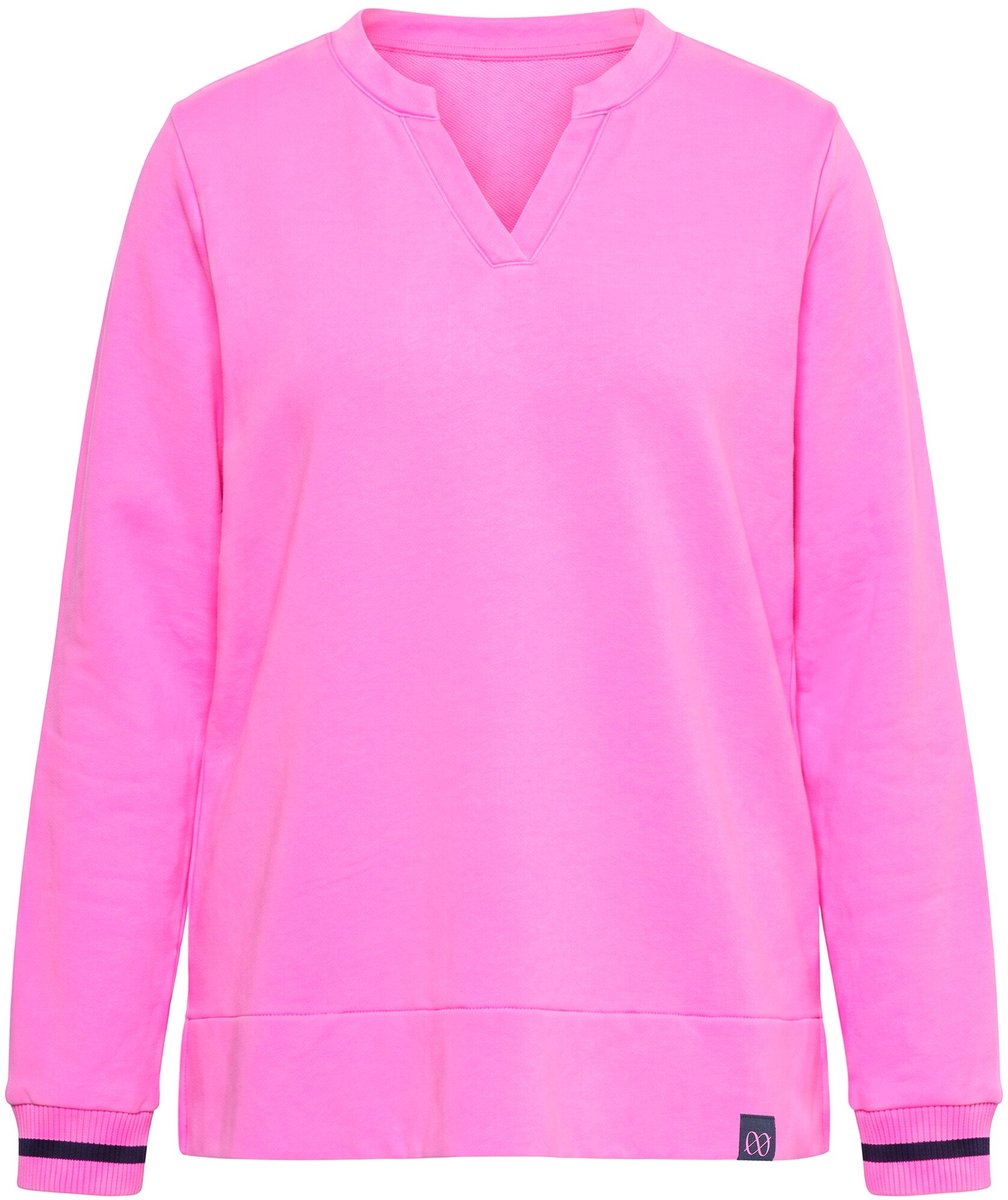 Laurasøn - Dames - Sweatshirt V-hals lange mouwen - Neon roze - Maat 40+