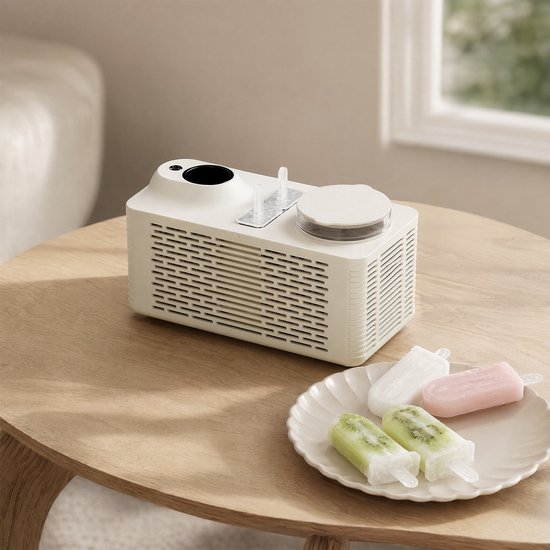 Mini IJsmaker - 2 Ijsjes in 30 Min, 150W, Draagbaar - Werkt op 12V Auto & Thuis - Gezond & Snel - Zachtgeel van MINI — afbeelding 5