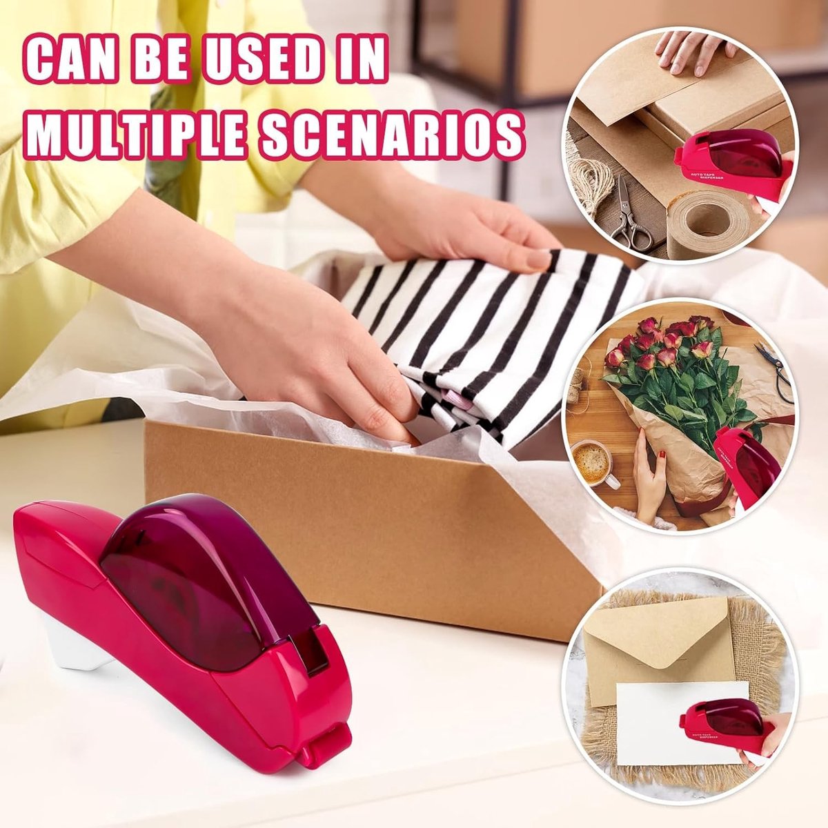 Automatische Plakbanddispenser - Klein - 17 x 9 x 3,8 cm - Kunststof Plakbandafroller - Voor Thuis of Op Kantoor