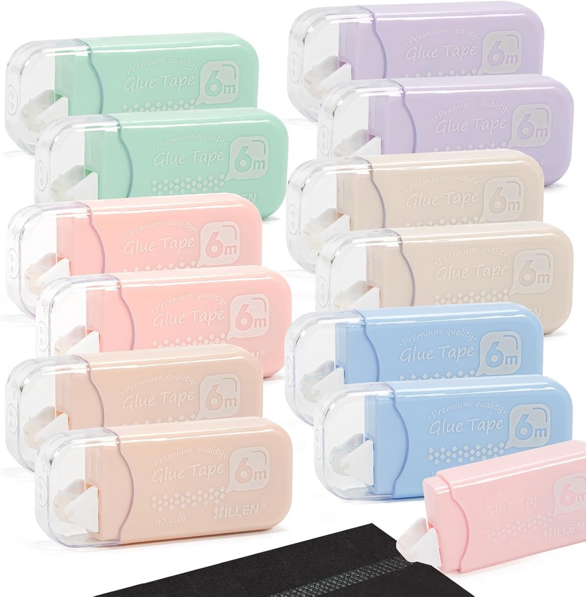 Plakbandroller Set - Multicolor - 0,6 cm x 6 m - Dubbelzijdige Plakbanddispenser - Voor Knutselen, Scrapbooking en School