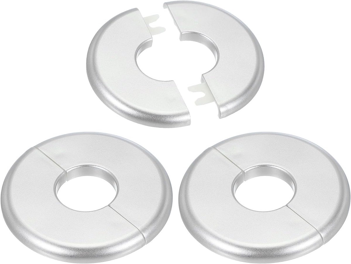Muur Split Flens 28 mm/1,1", 3 Stuks ABS Ronde Zelfklevende Escutcheon Plaat Deksel Gesp voor Waterpijp Kraan Decoratie, Zilver