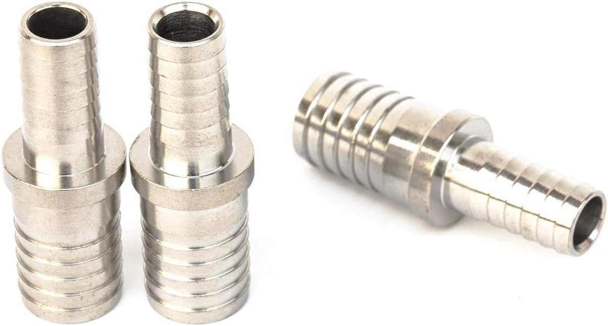 3 x geribbelde slangverloopstuk van 10 mm tot 14 mm - ronde aansluiting - verbindingsstuk - splijtwater/brandstof/lucht