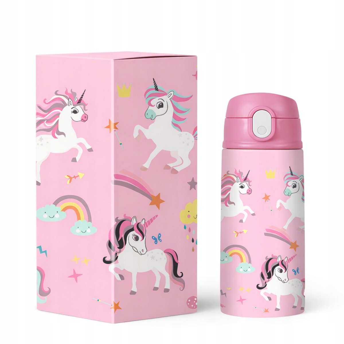 SOVENTI Kinder Thermos Bidon RVS Eenhoorn Roze 400ml