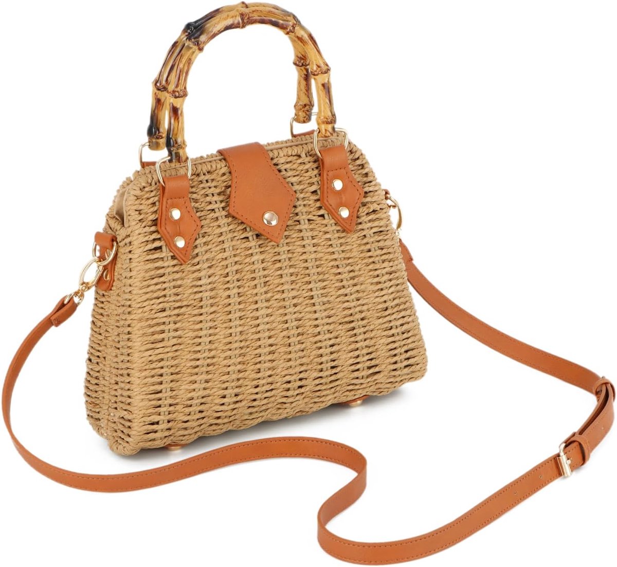 Rotan Crossbody Tas Vrouwen Zomer Elegante Rieten Mand Handtas Met Schouderriem Boho Stro Geweven Strand Portemonnee