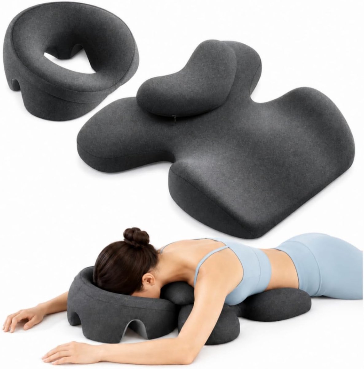Hoofdsteun voor bed, borststeunkussen, massagekussen hoofd gat, massage gezicht wiegkussen van traagschuim, gezichtskussen om te slapen, gezichtskussen voor massagetafel voor spa (B)