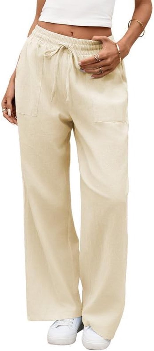 Linnen zomerbroek, lichte losse Palazzo broek, comfortabele elegante relaxbroek