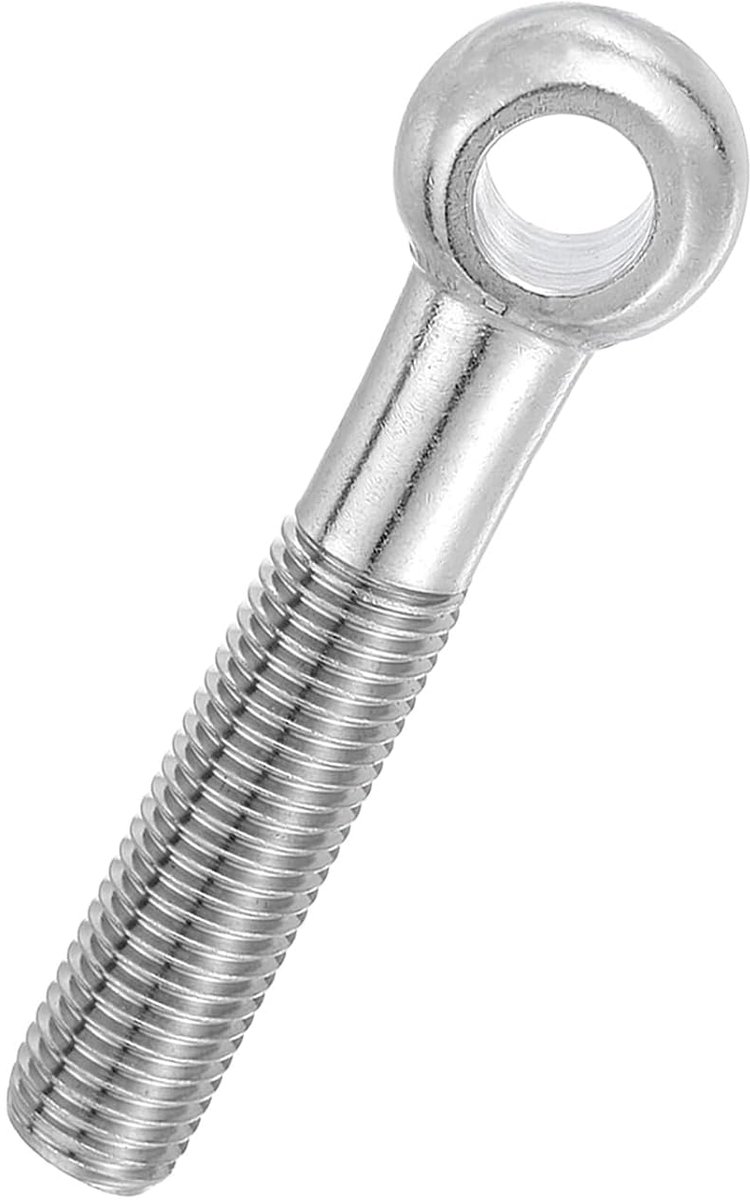 Oscillerende Oogschroef met Schouder M20 x 110 mm, roestvrij staal 304 Metrische Draad Halftandoog Visvorm Gat Sleufgat Bouten Bevestigingen, Zilver