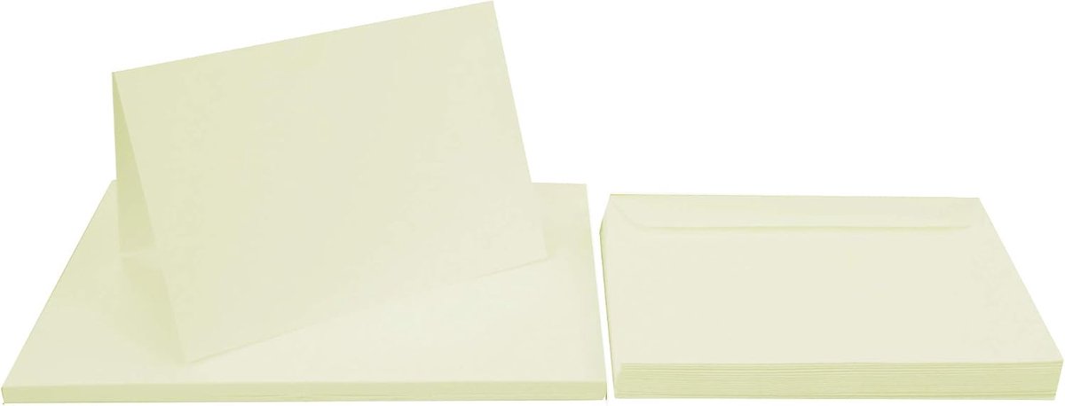 50 vouwkaarten creme+50 enveloppen C6 voor alle hoogwaardige inhoud uitnodigingen bedankbriefjes trouw verjaardagskaarten