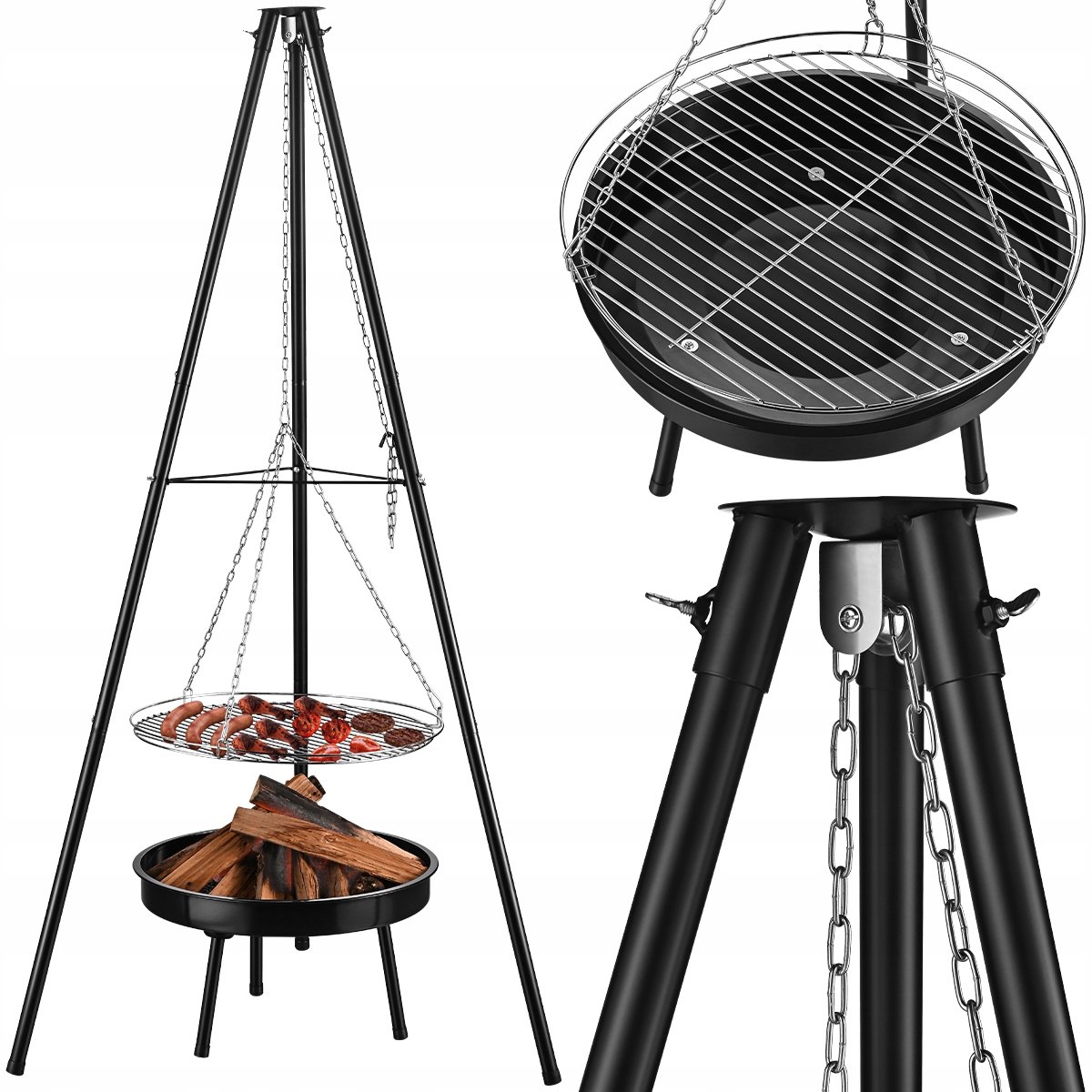 Merkloze 2-in-1 Tuinhaard en Grill met Statief