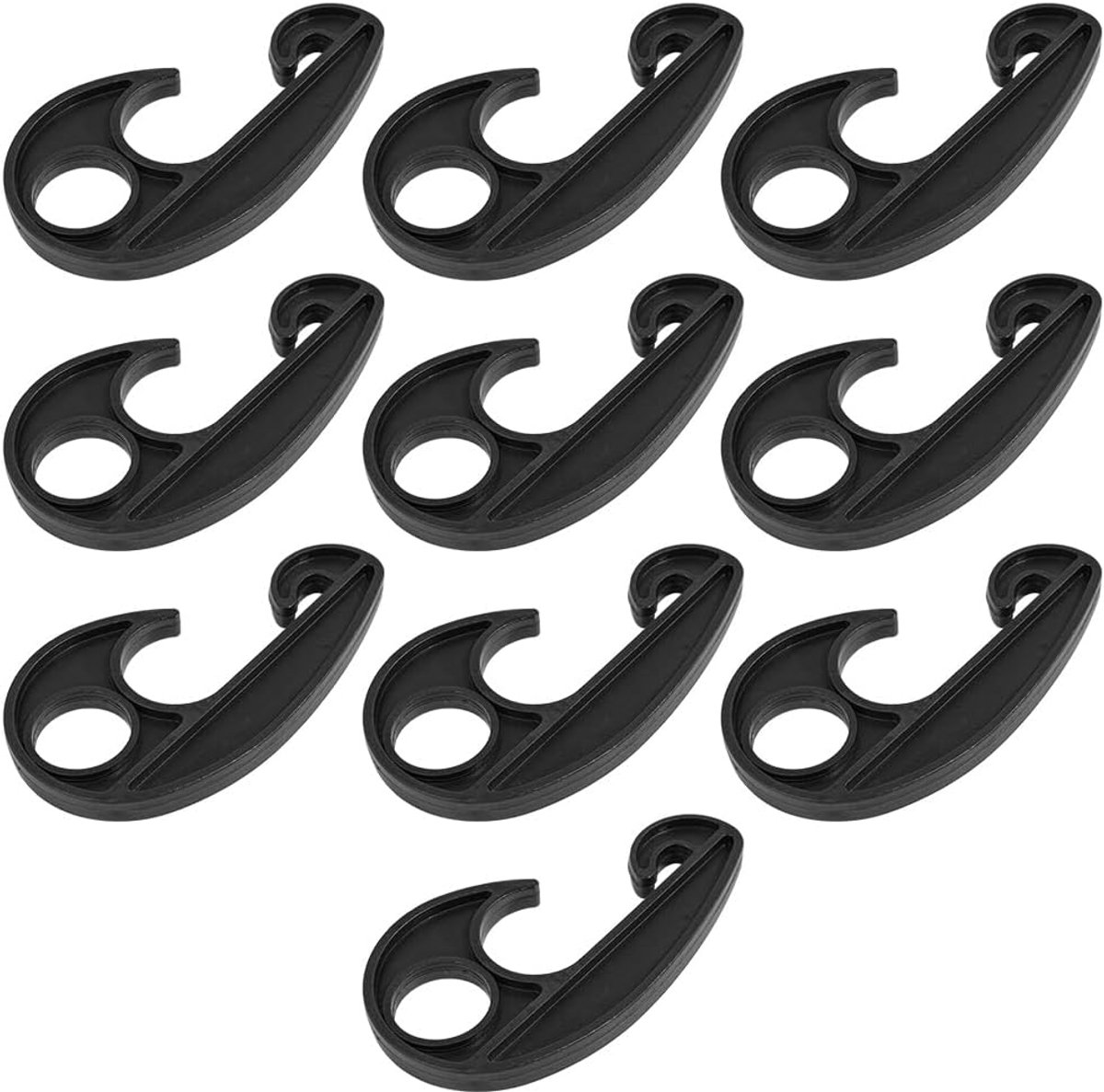 10 stuks zwarte plastic haak, PVC autohoes dekzeil touw haak, cover net haken voor vrachtnet bungee net vrachtwagen net truck opbergrek 89x52mm