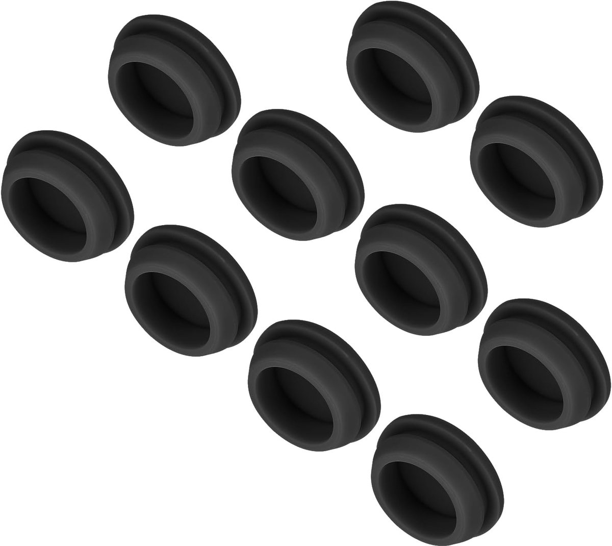 10 stuks siliconen stop, siliconen gatstop, 22 mm montagediameter, smalle groefbreedte 2,5 mm, rond, rubberen stop, blinde stop, afdekstop voor keuken, bulkheads zwart