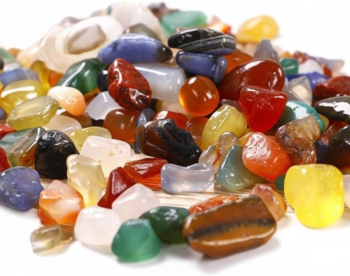 100 g edelstenen voor kinderen, trommelstenen, halfedelstenen, ideaal voor verjaardagsfeesten, schatzoeken en voor het verzamelen van mineralen en edelstenen (9 mm - 12 mm) (veelkleurig)