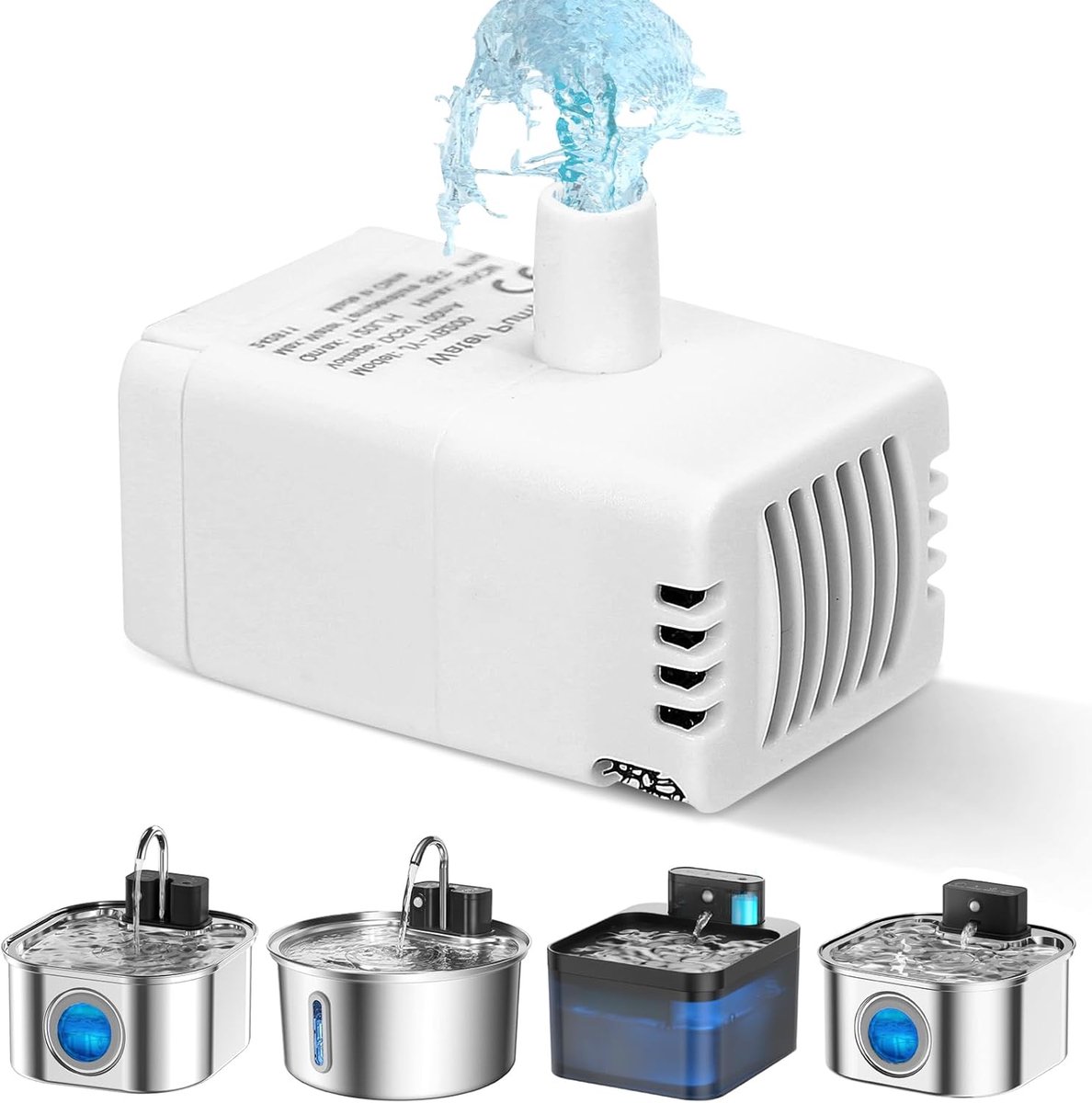 Vervangende pomp voor NautyPaws 3,2 l kattenfontein, roestvrij staal, draadloze pomp, super stille pomp voor huisdierdrinkfontein en kattenwaterdispenser