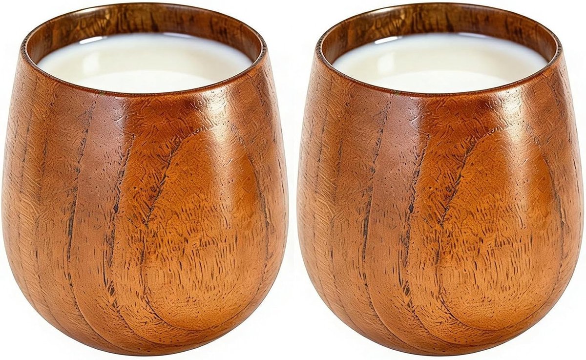 Koffiekop 2 Delen Handgemaakte Houten Mok | Traditionele Water Drink Mok Geschikt Voor Koffie En Thee En Espresso En Feesten En Keuken En Dineren En Cafe En Werkblad En
