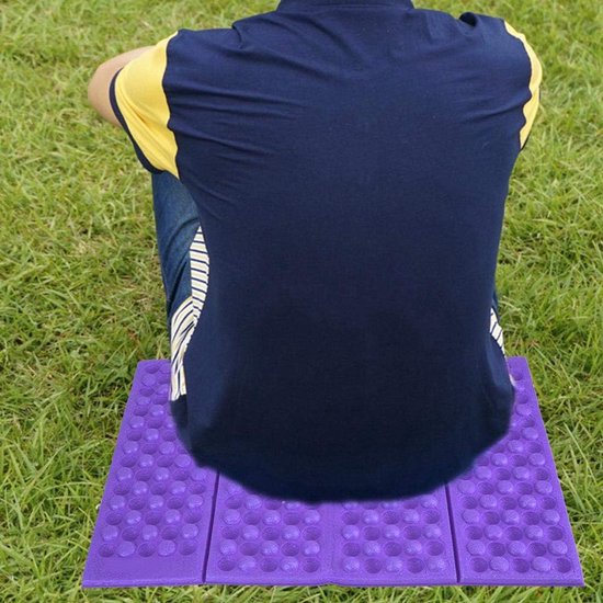 Schuimstofmat, opvouwbare campingmat, schuimkussen, draagbaar, waterdicht, zitkussen voor camping, sportevenementen, wandelen, tuin (paars + staart) — afbeelding 3