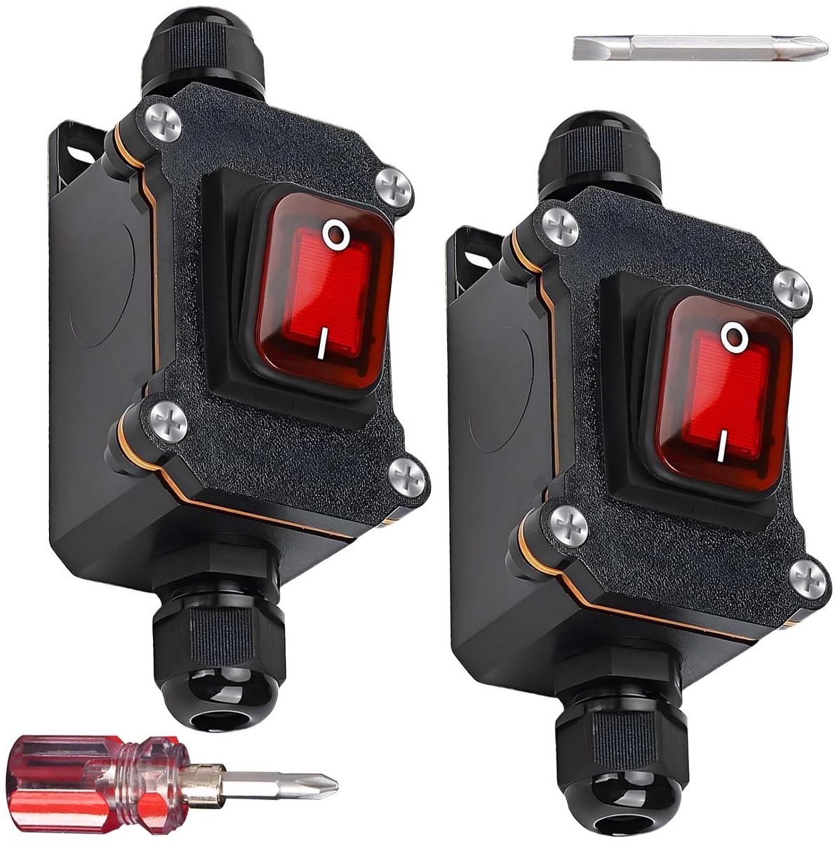 2 Stuks Waterdichte Inline Schakelaar 12V 20A DPST 4-Polige Kabelschakelaar IP67 Met Schroevendraaier voor Machines