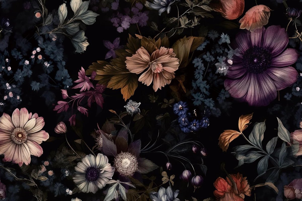 Zelfklevend folie meubilair bloemen behang kleurrijk patroon vintage meubilair folie zwart mat behang jungle zwart voor kinderkamer meisjes keuken kasten achterwand 44.5CM×3M