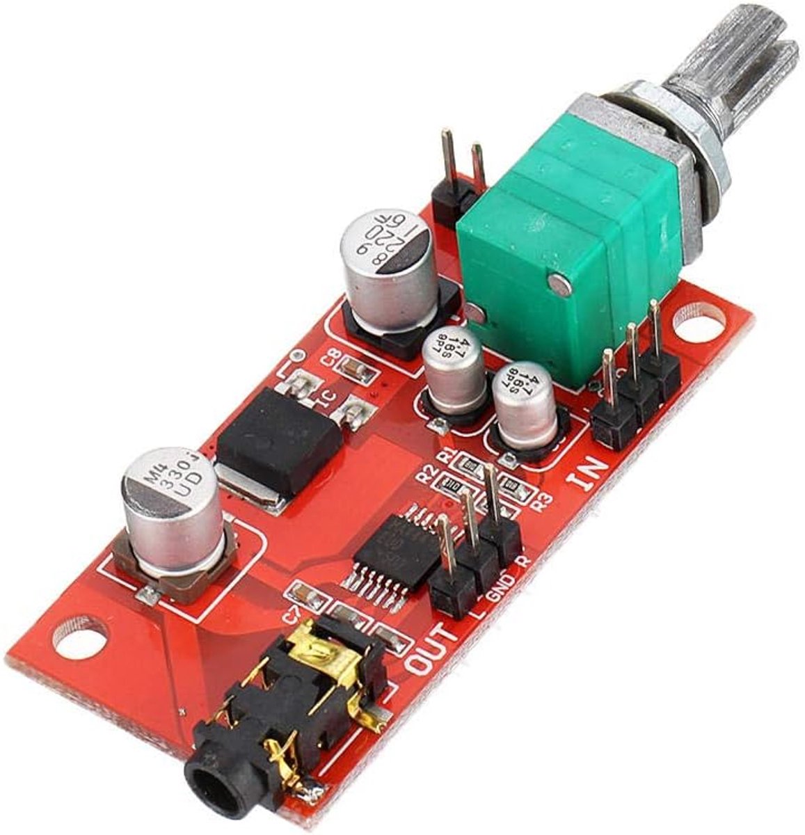 Hoofdtelefoon Versterker Board - Rood - Solid State - Compatibel met alle Apparaten - 0,08 Watt - 3,5 mm Jack - Batterij Aangedreven