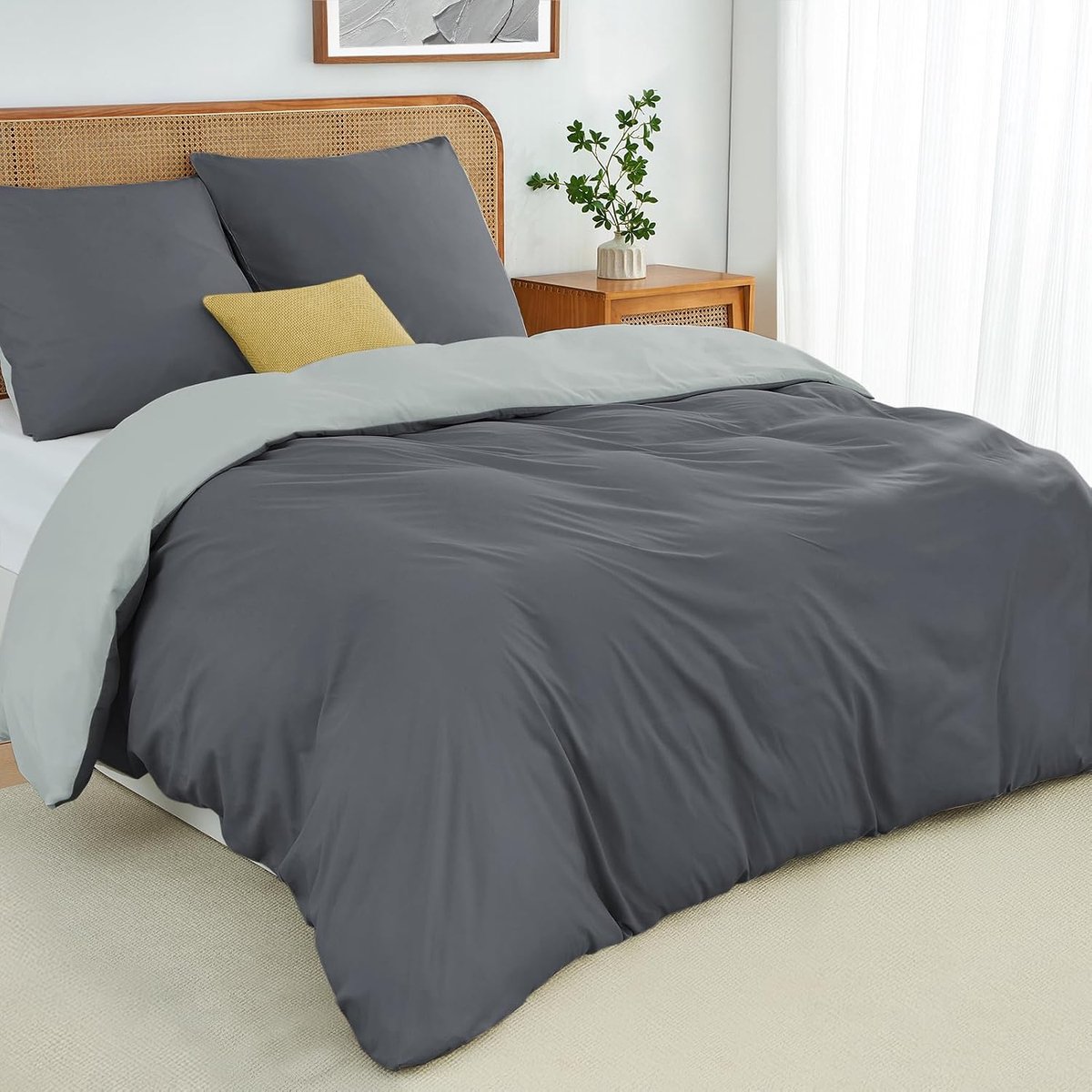 bed linnen 155x220 tweedelig grijs - licht grijs bed linnen sets microfiber eco-tex omkeren bedden bedden 155 x 220 - zacht en ijzervrij 1 bedkap 155x220 + 1 kussensloop 80x