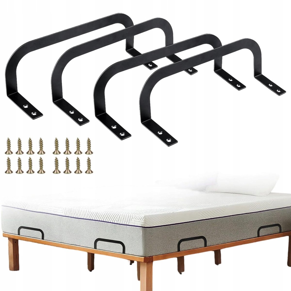 4 Stuks Matrashouder - Matrassteunen - Matras Zijbeugel - Matras Houder - Matrasbeugels - Metaal - Aantislip - Schroefmontage - Matras Ondersteuning - Voor Matrassen van 10-30 cm