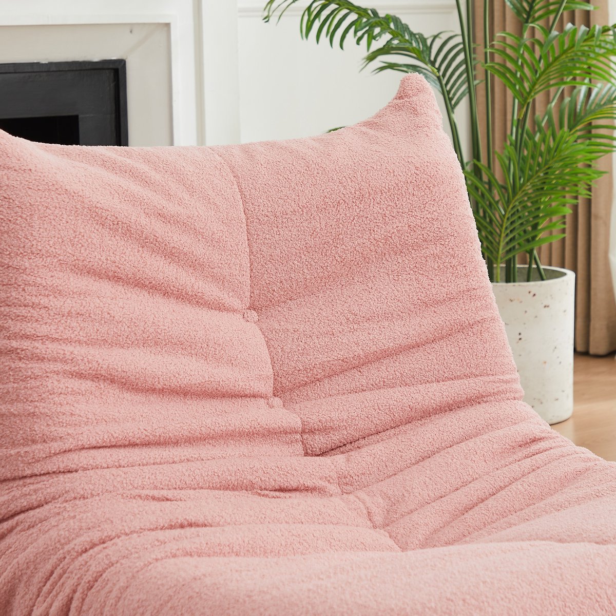 COVREO Zitzak pink pluche, met rugleuning en schuimvulling voor binnen