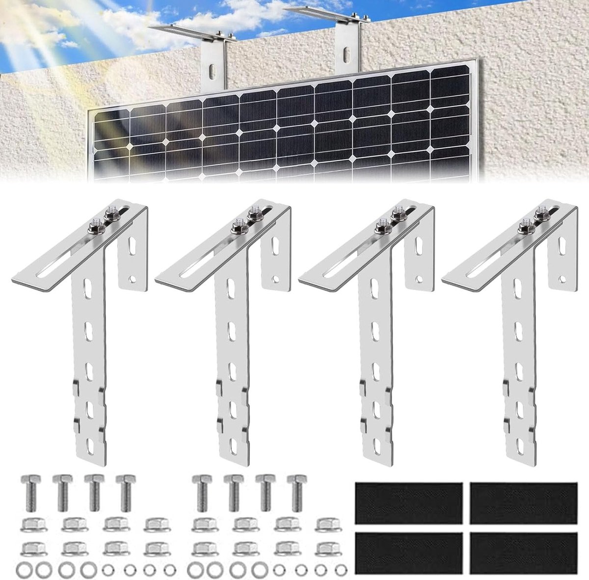 SolidKeus - Set van 4 Balkonsteunen voor Zonnepanelen zonder Boren