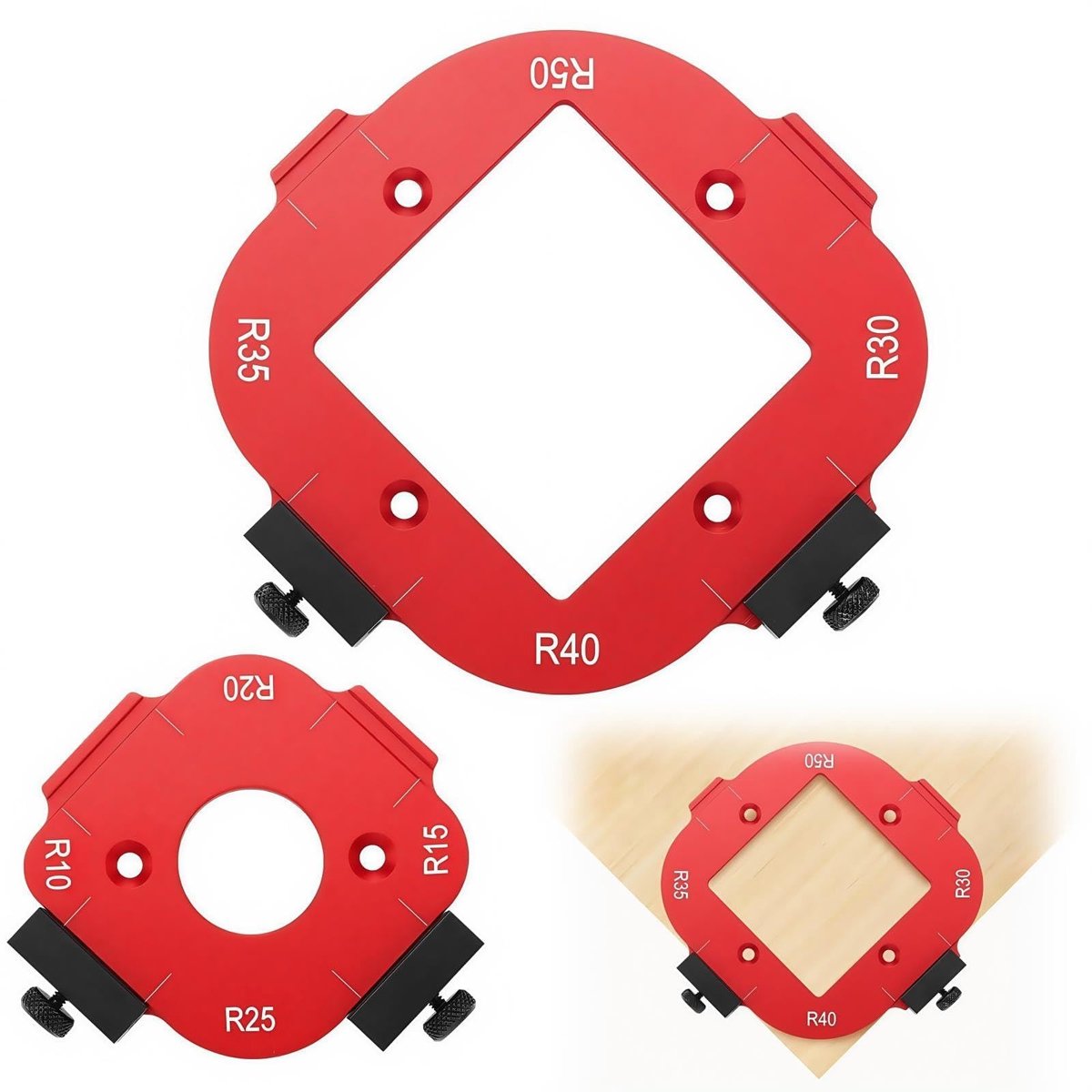 SolidKeus - Set van 8 Hoekradius Frees Templates voor Houtbewerking