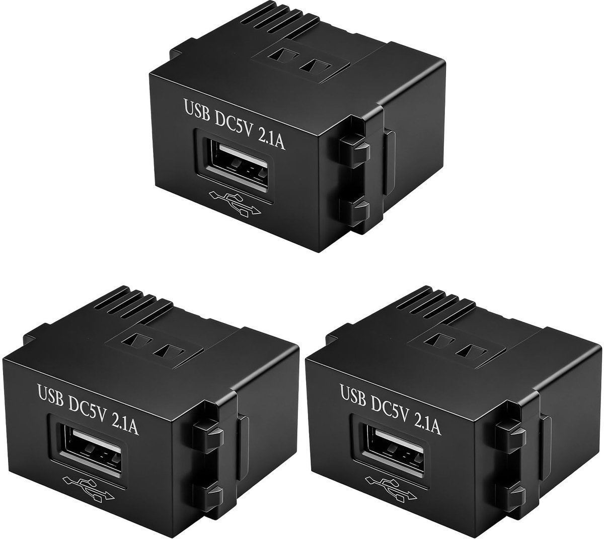 SolidKeus - Set van 3 USB Voedingsmodules met 220 V Stopcontact