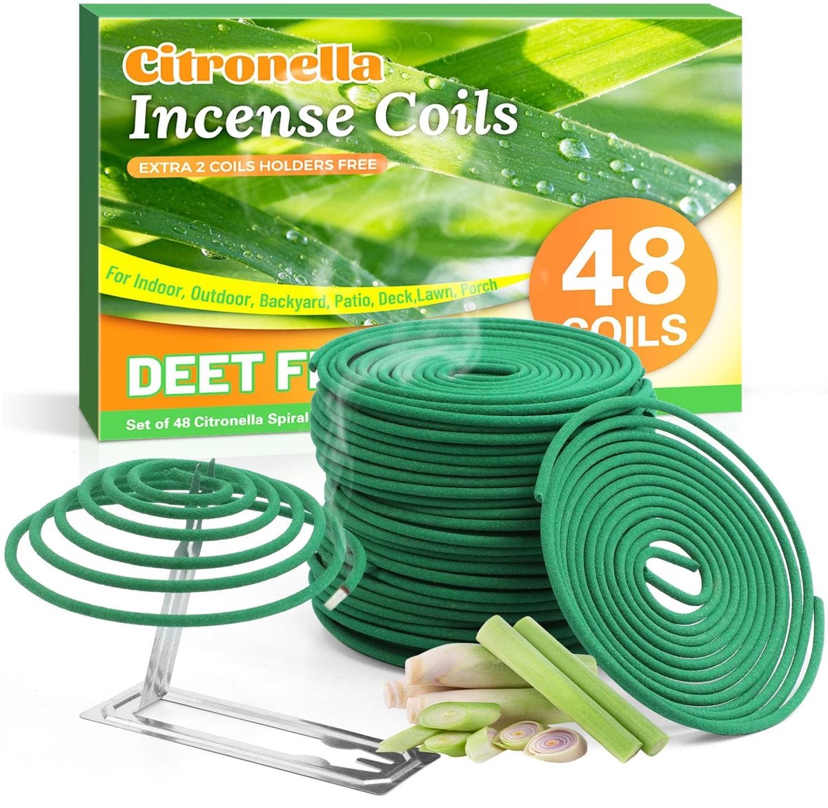 SolidKeus - Citronella Rookspiralen met Houder, 24 Dubbele Spiralen