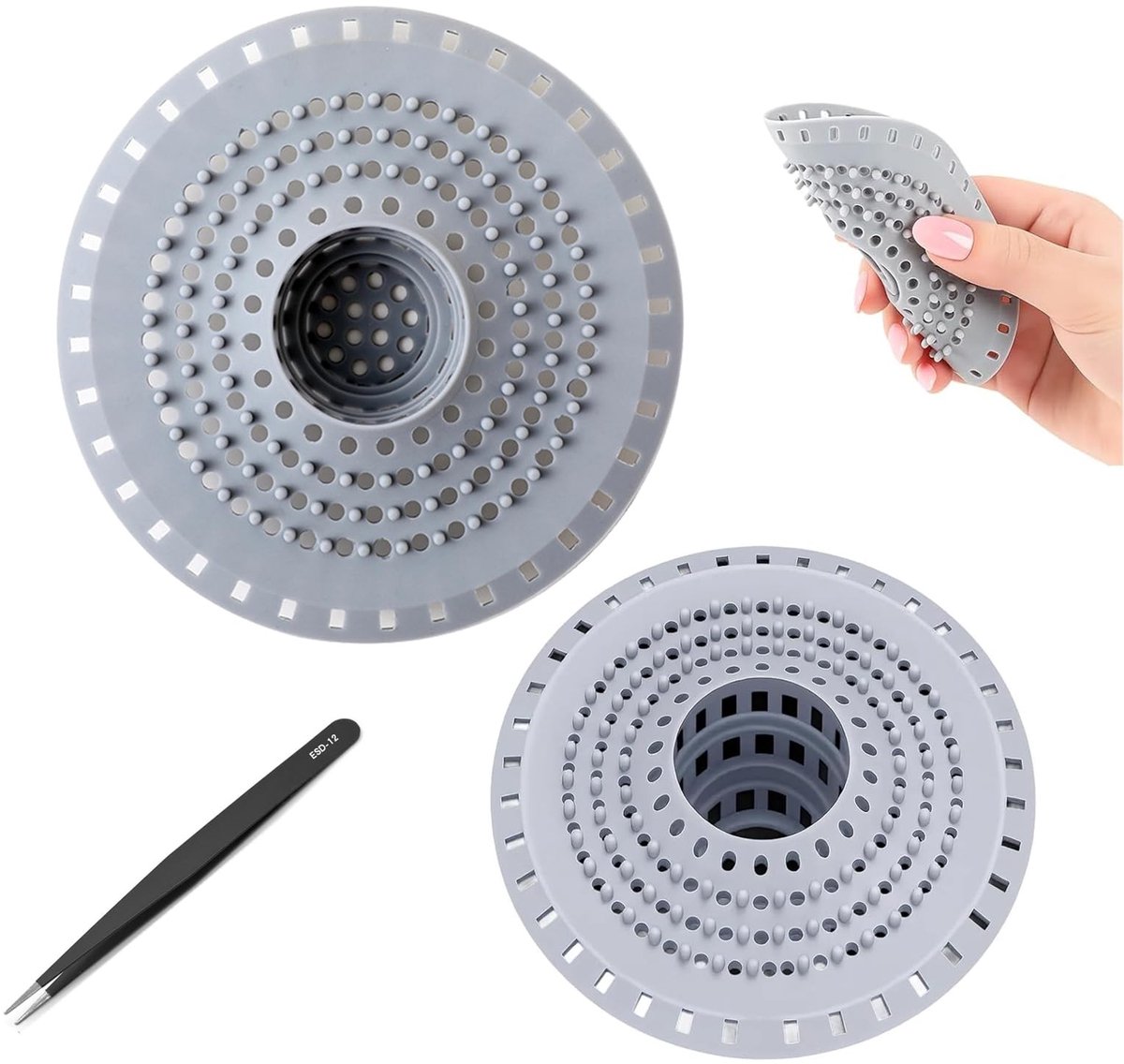 SolidKeus - Set van 2 Haarfilters voor Douche en Wastafel