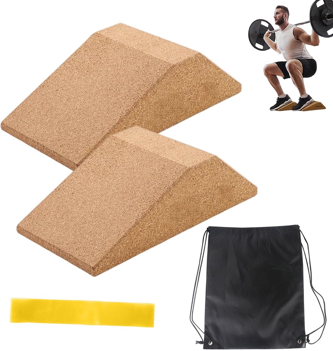 SolidKeus - Cork Squat Wedge Blok Set van 2 Stuks