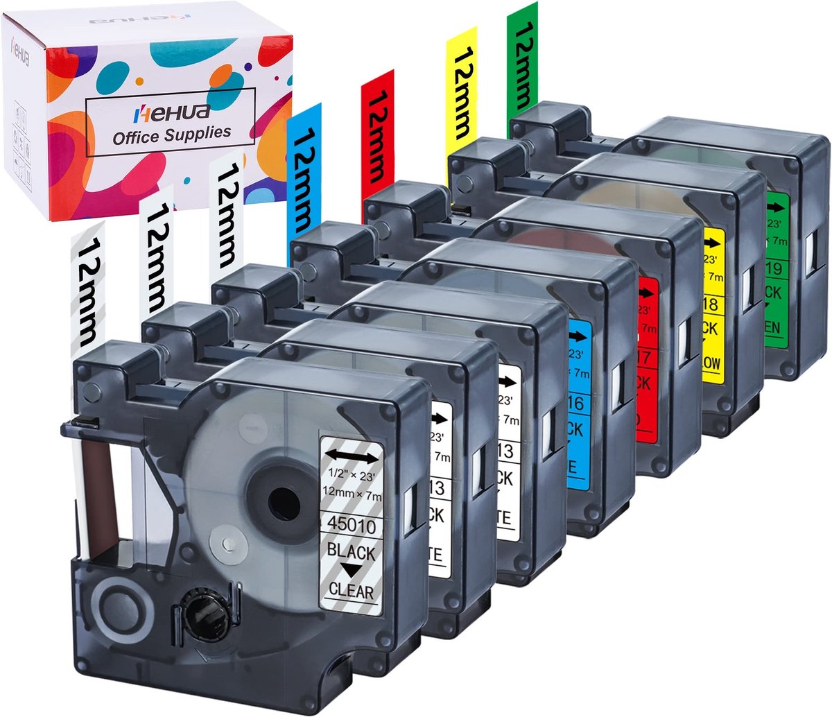 SolidKeus - Vervangende Labeltape voor Dymo Printers, Set van 7