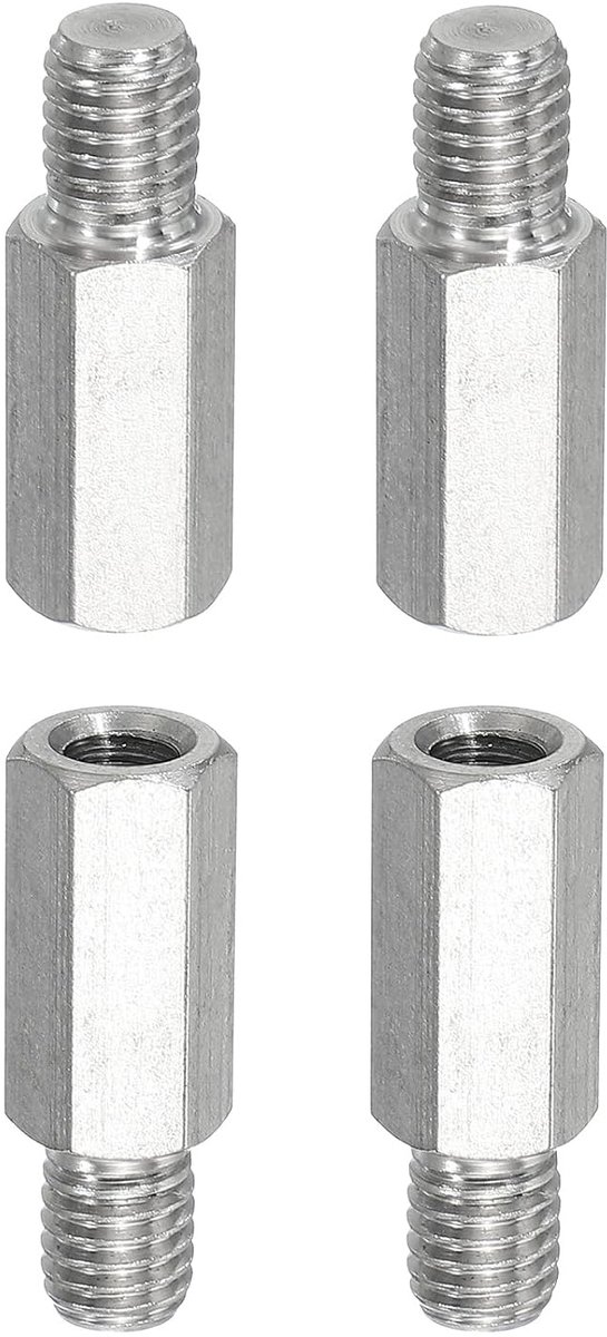 Afstandhouders, 4 stuks M8 x 10 mm buitendraad op M6 x 20 mm binnendraad, reducerende Hex afstandshulzen, schakelafstandhouder, schroefmoer, schroefdraadadapter